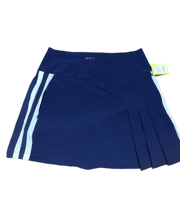 Kinona Sport Navy Side Pleated Skort with White Side Stripes Size L MSP$129