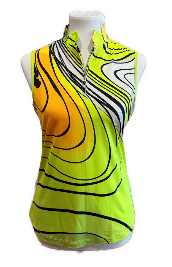 Jamie Sadock Yellow, Orange & Black Sleeveless Golf Top Size S MSP$99