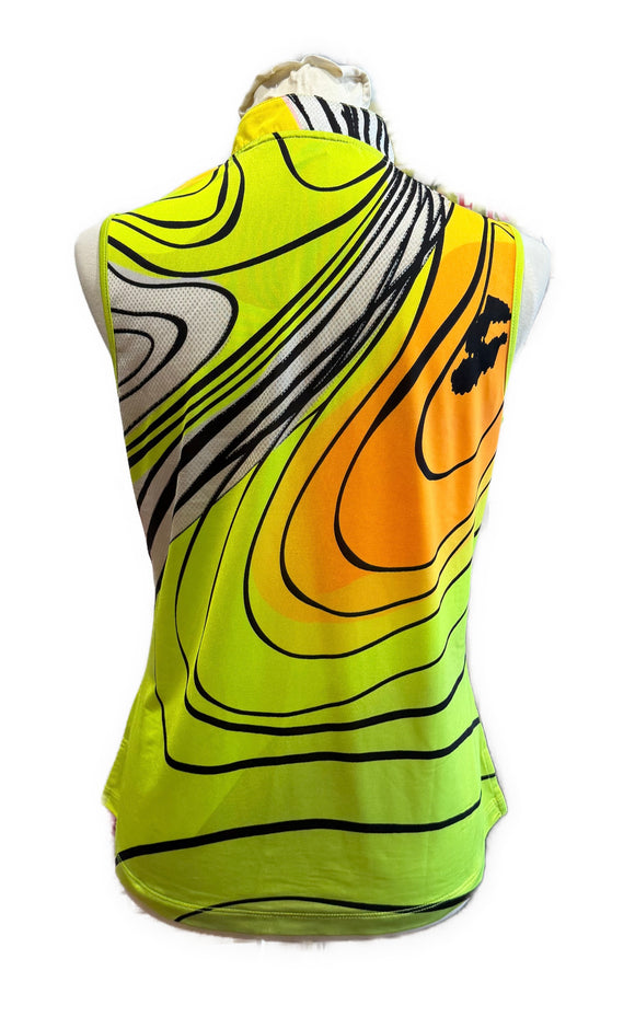 Jamie Sadock Yellow, Orange & Black Sleeveless Golf Top Size S MSP$99