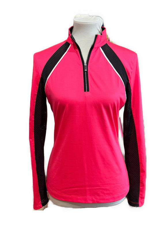 Tail White Label Pink & Black Long Sleeve Golf Pullover Size S