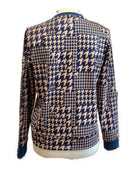 Peter Millar Women's Navy & Tan Houndstooth Crew Pullover Size S MSP$135-2