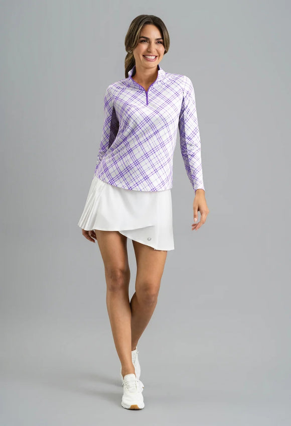New Ibkul Tony Print Long Sleeve Mock Neck Top MSP $105