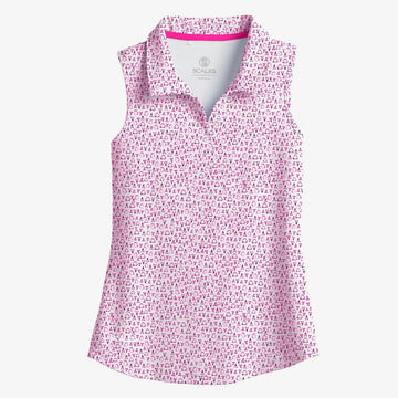 Buy pink New Scales Jaws Women's Sleeveless Golf Polo Shirt MSP$80