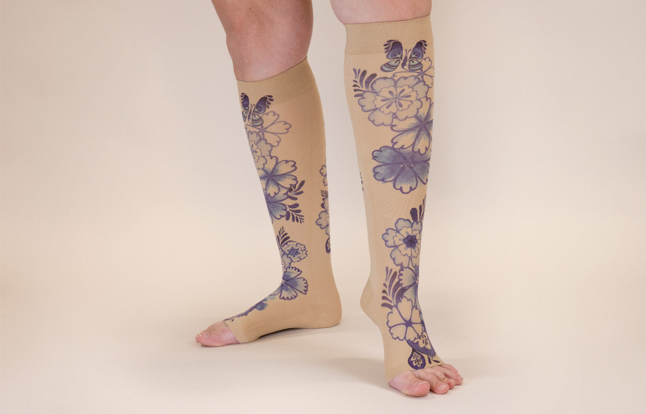 New Alterknit Serenity Beige Knee High Open Toe Compression Sock 20-30 mmHg