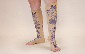 New Alterknit Serenity Beige Knee High Open Toe Compression Sock 20-30 mmHg