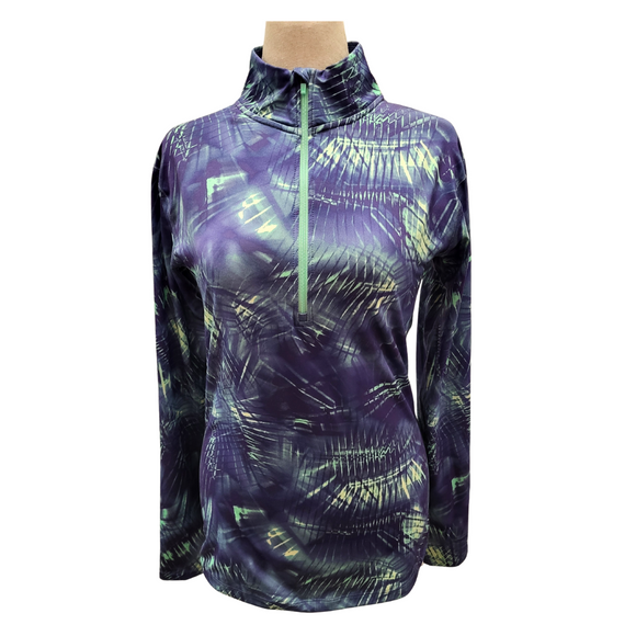 Nike Dri-Fit Lime, Aqua & Navy Palm 1/4 Zip Active Pullover Size XL