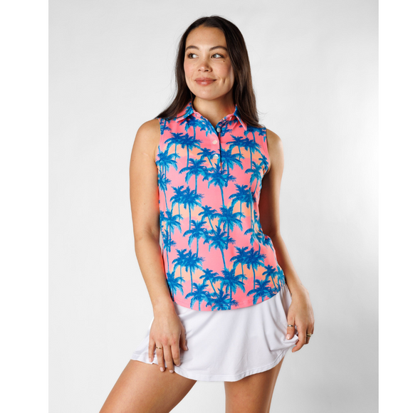 New Sunday Swagger Sleeveless Women's Golf Polo - Sunset Blvd