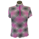 Tail Women's Fuchsia, Black & White Square Print Golf Polo Size XL MSP$96-3