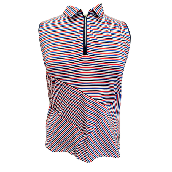 Lady Hagen Red, White & Blue Striped Sleeveless Golf Top Size XL