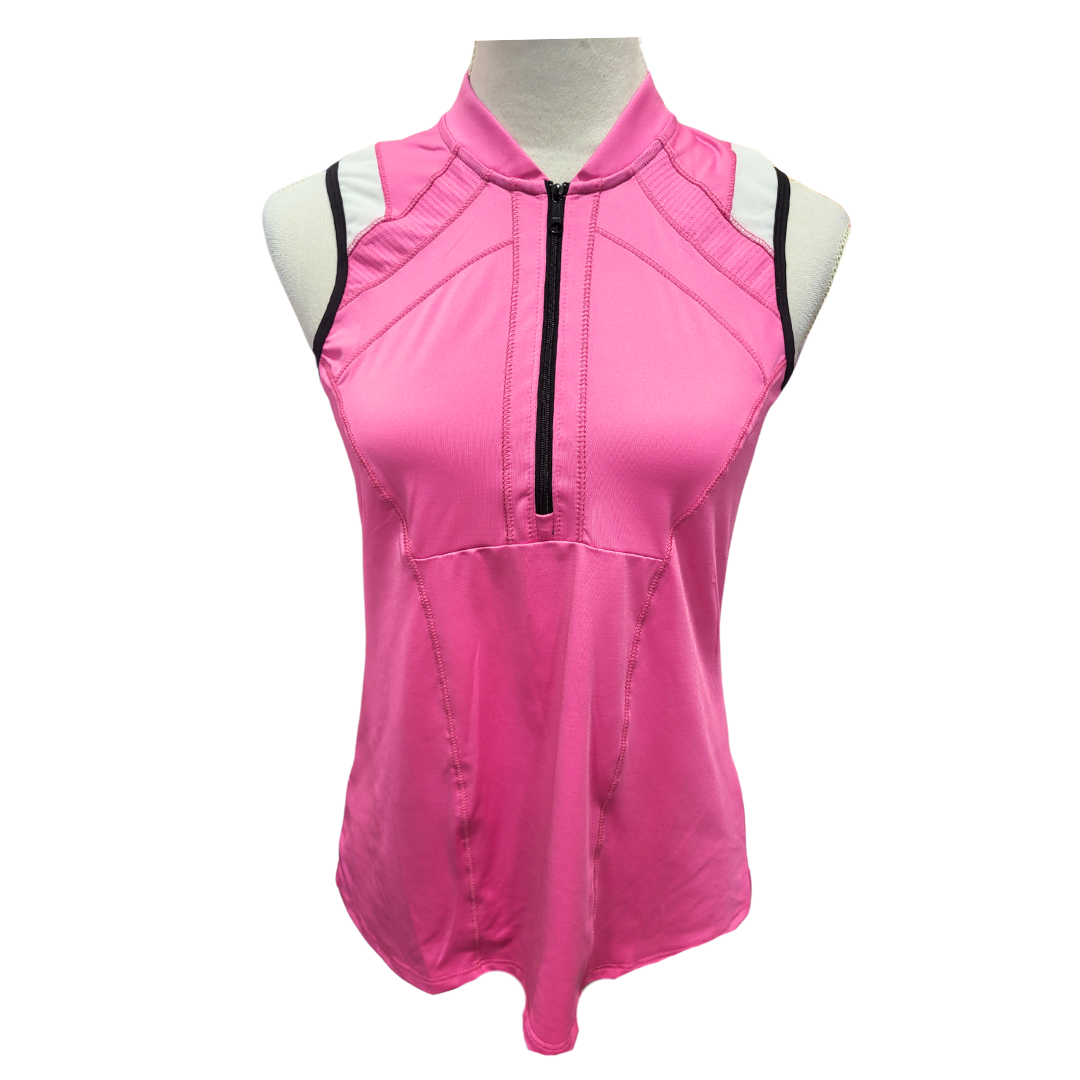 Lucky in Love Pink Sleeveless Women's Golf Mock w/ Black & White Trim Size M