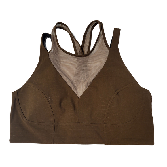 Lululemon Antique Brass Duo Strap Mesh Sports Bra Size 8