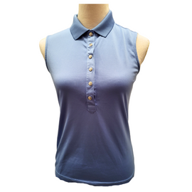 Buy blue Daily Sports Mesh Cutout Women&#39;s Golf Sleeveless Polo Size S