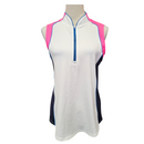Jofit White, Blue & Hot Pink Colorblocked Sleeveless Golf Top Size M MSP$85-2