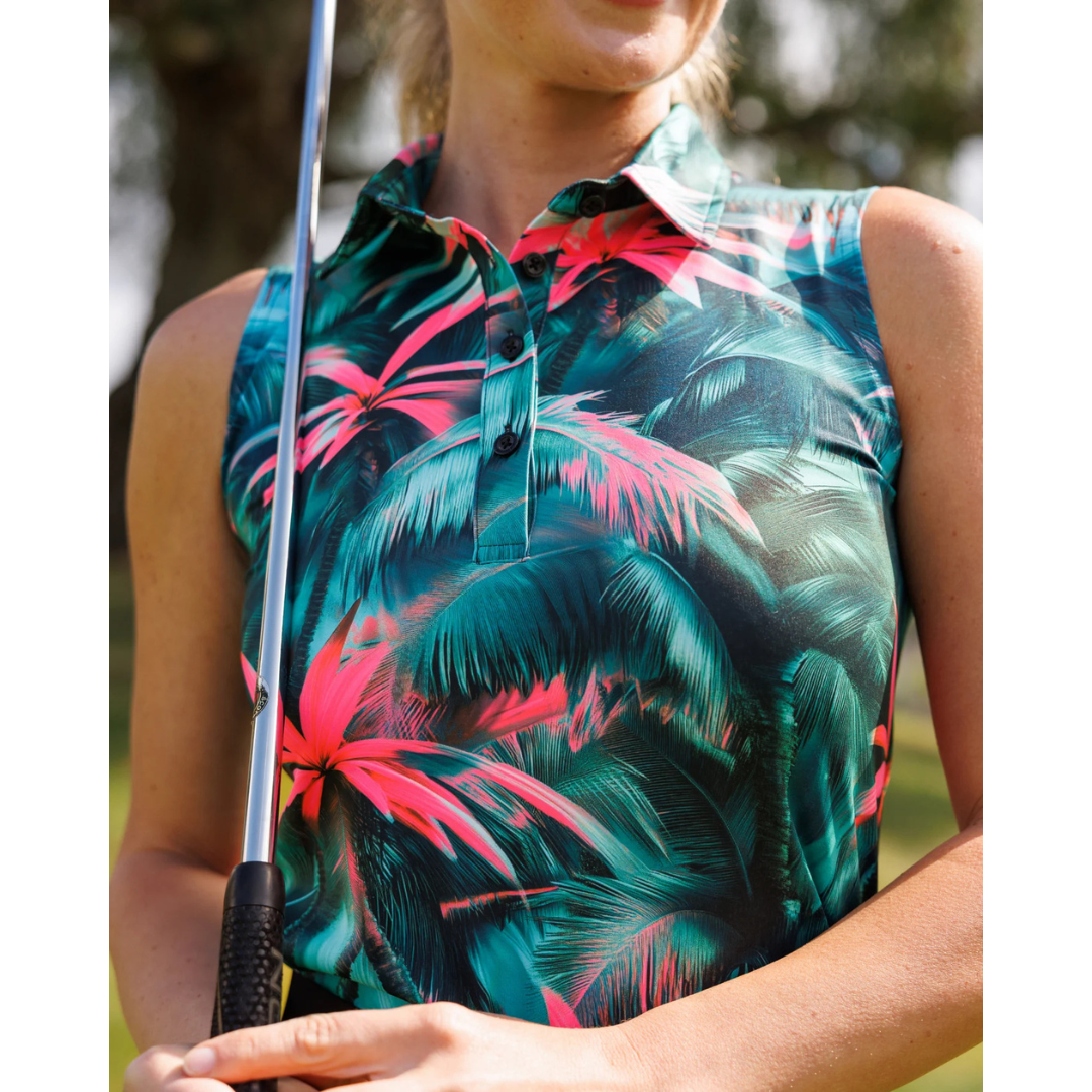 New Sunday Swagger Sleeveless Polo - Hot Tropic