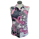 Acegolfs Purple, Black & White Paisley Collage Sleeveless Top Size XL-2