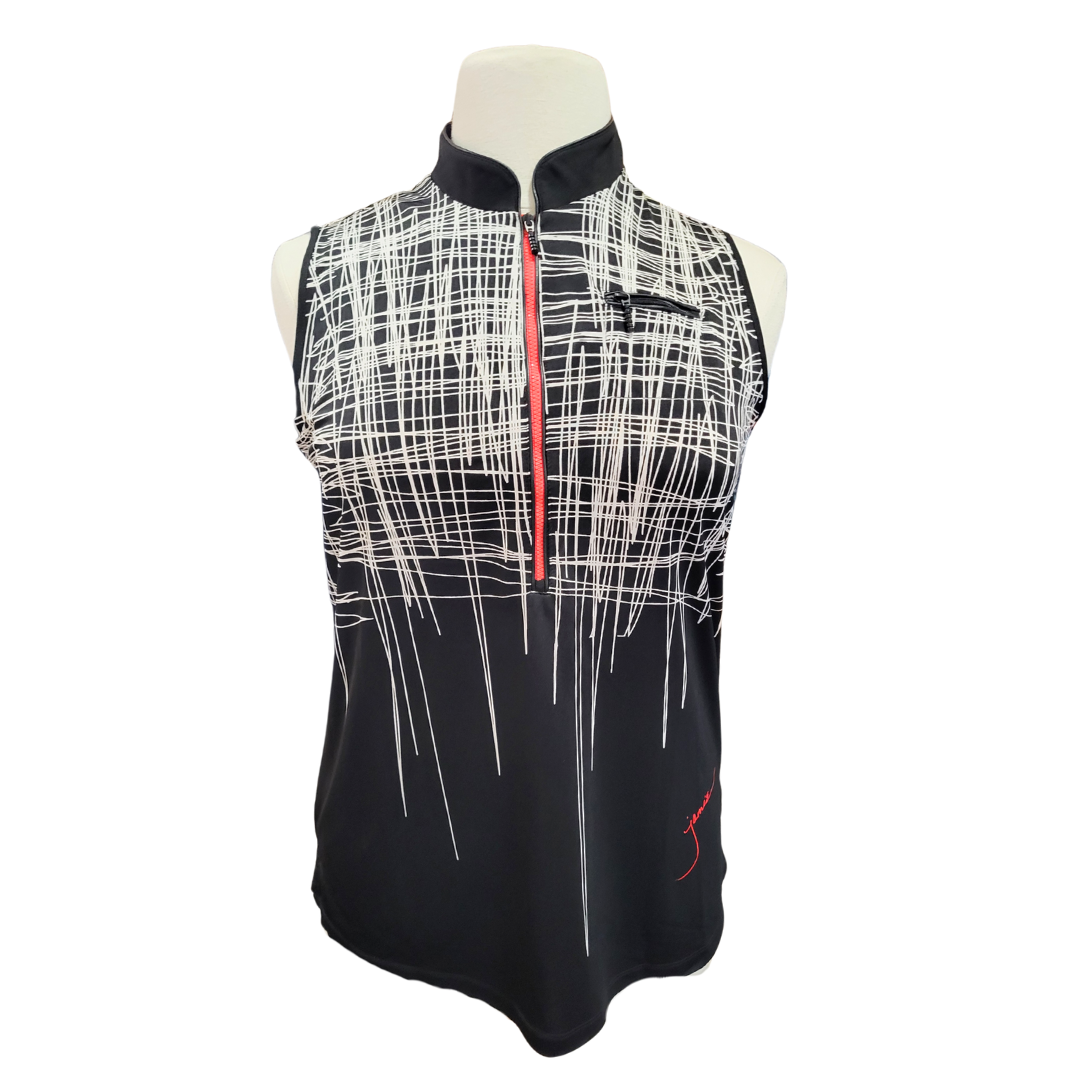 Jamie Sadock Black & White Crosshatch Etch Printed Sleeveless Mock Polo Size XL
