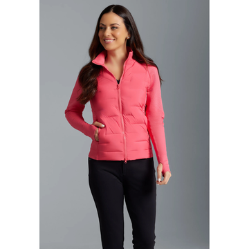 Buy coral New Ibkul Solid Puff Jacket MSP $142